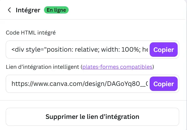 liens intergration canva dans wordpress