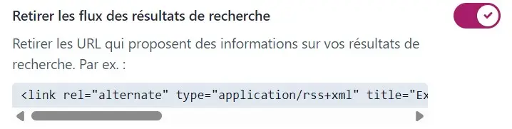 retirer flux rss recherche wordpress yoast seo option active