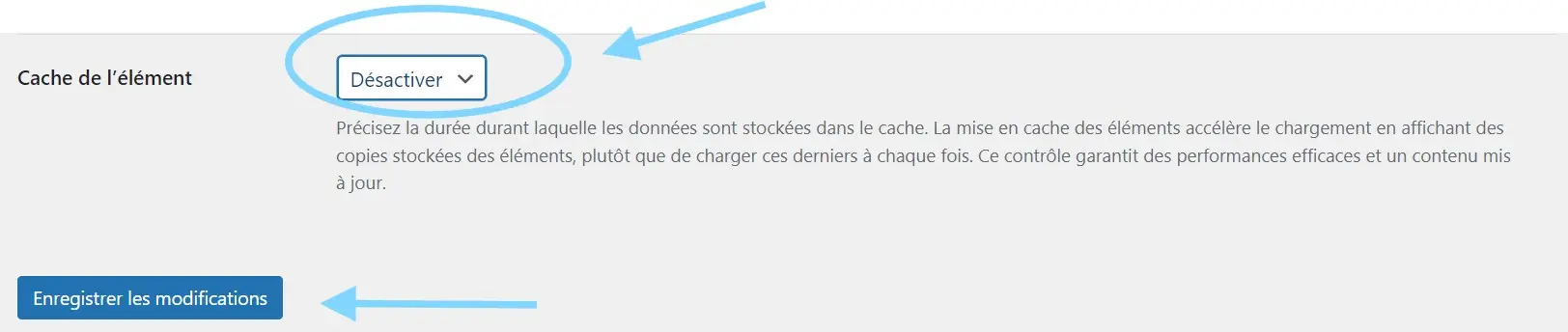 desactiver cache elementor