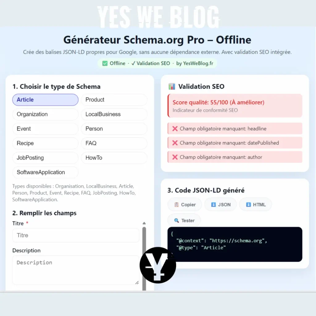 Générateur de balisage schema pro