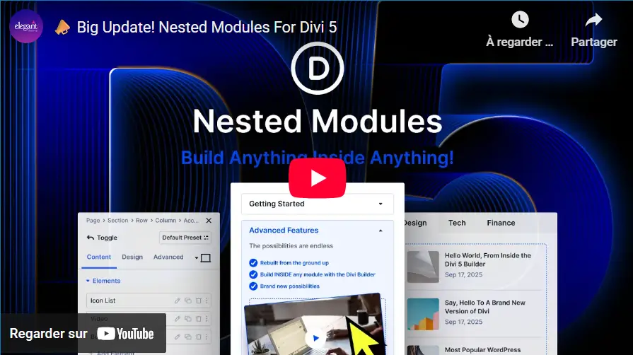 video nested modules divi 5