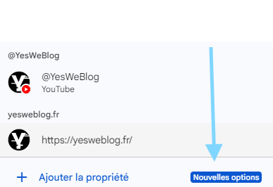 Connectez compte reseau social search console