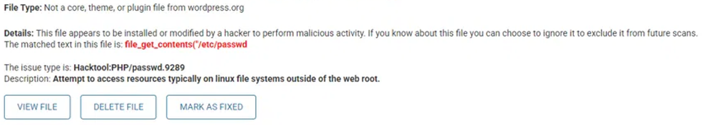 exemple de fichier infecté sur wordpress