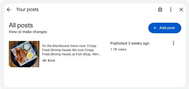 Google posts view counts