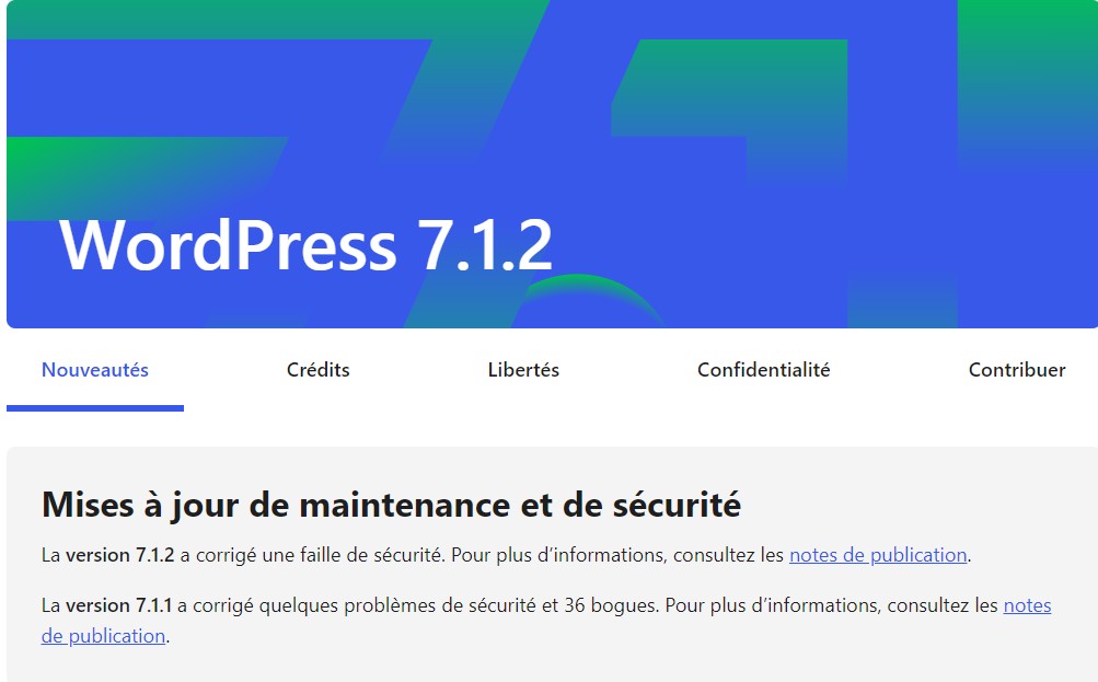 maj maintenance et sécurité